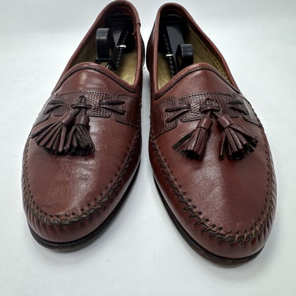 SANTONI Tassel Leather Loafer Men\'s US 9 D Brown Slip-On Shoes MADE IN ITALY main image 4